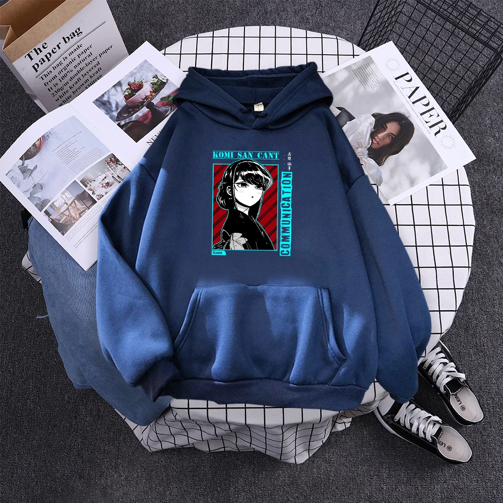 Komi San Can'T Communication Women Hoody Street Hooded Sweatshirts Harajuku Comfortable Pullovers Korean Soft Female Streetwear