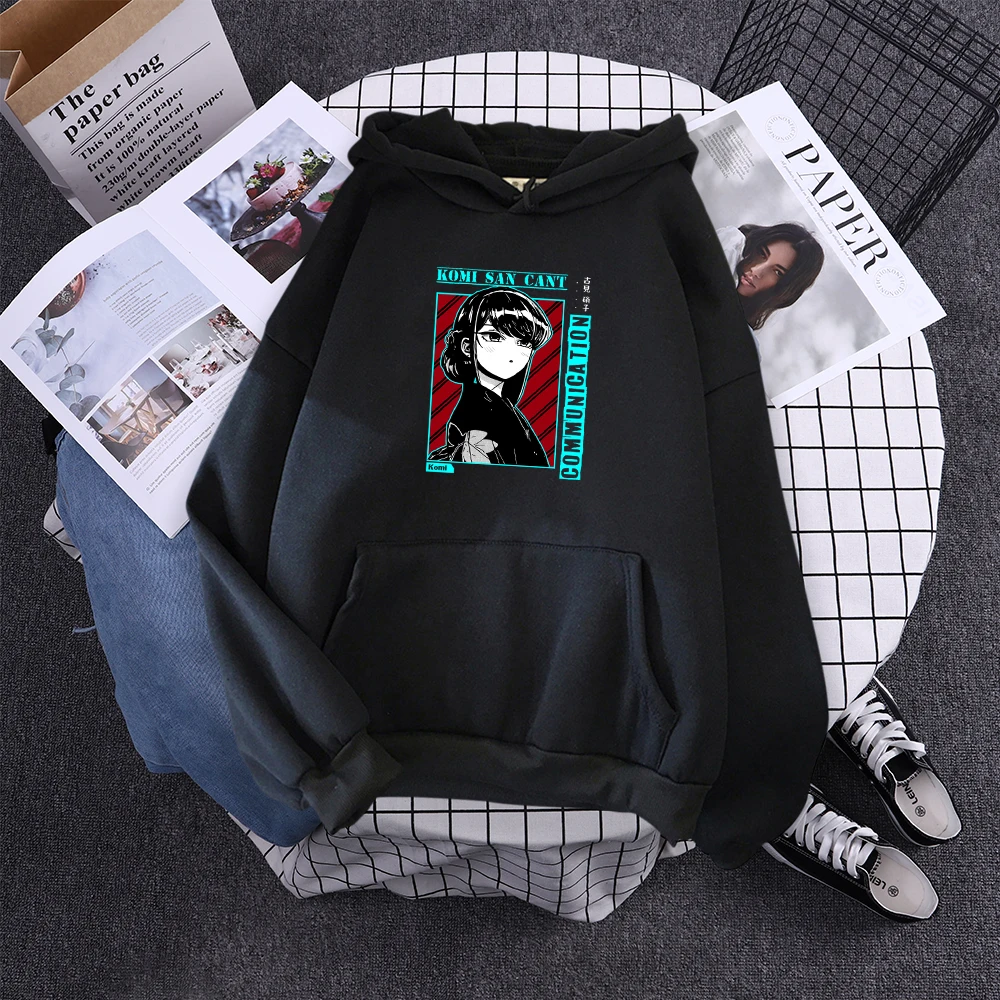 Komi San Can'T Communication Women Hoody Street Hooded Sweatshirts Harajuku Comfortable Pullovers Korean Soft Female Streetwear