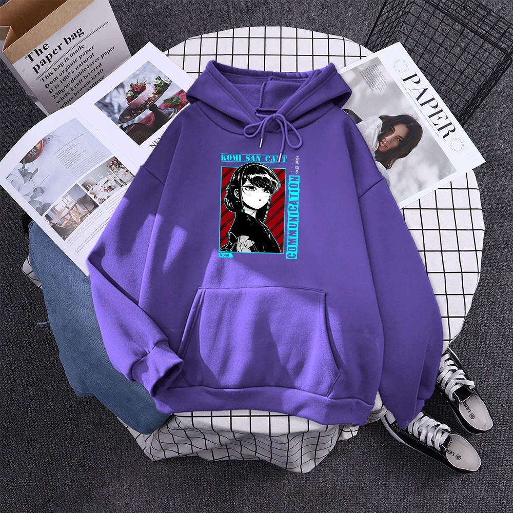 Komi San Can'T Communication Women Hoody Street Hooded Sweatshirts Harajuku Comfortable Pullovers Korean Soft Female Streetwear