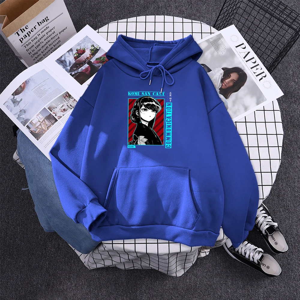 Komi San Can'T Communication Women Hoody Street Hooded Sweatshirts Harajuku Comfortable Pullovers Korean Soft Female Streetwear