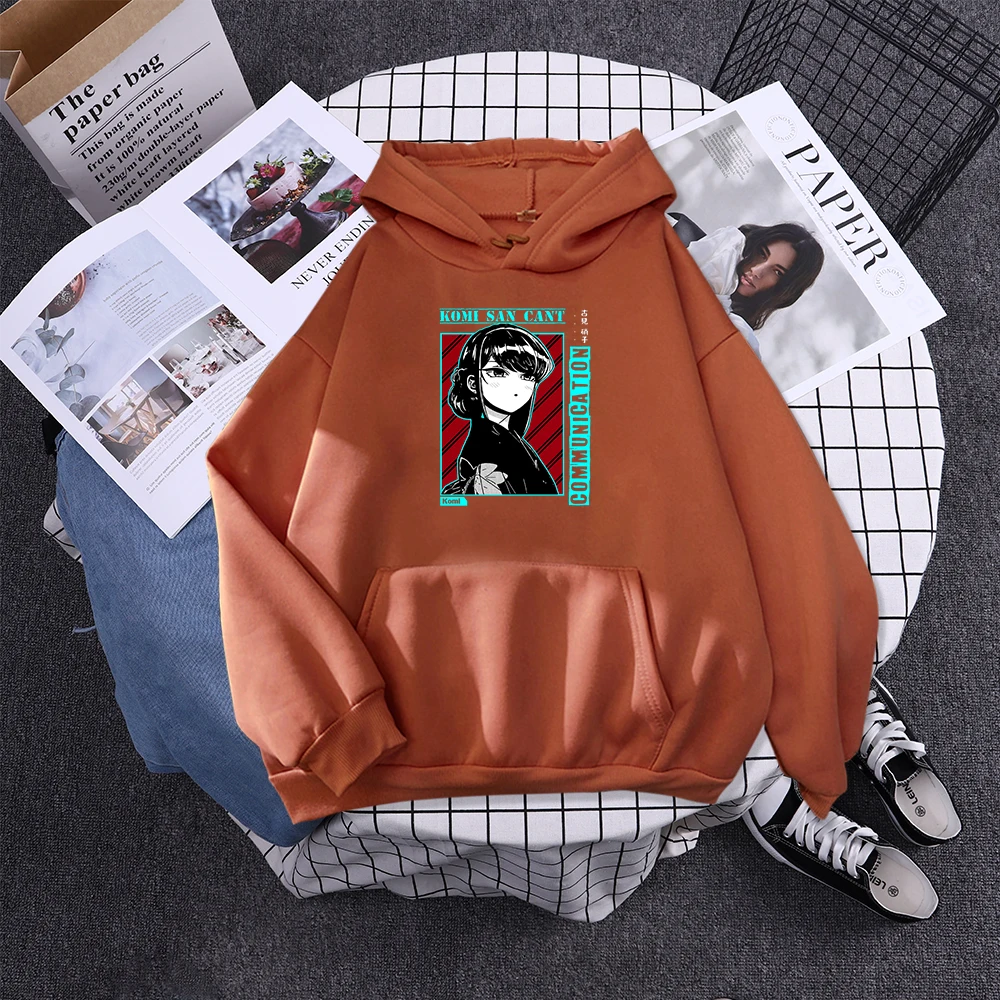 Komi San Can'T Communication Women Hoody Street Hooded Sweatshirts Harajuku Comfortable Pullovers Korean Soft Female Streetwear