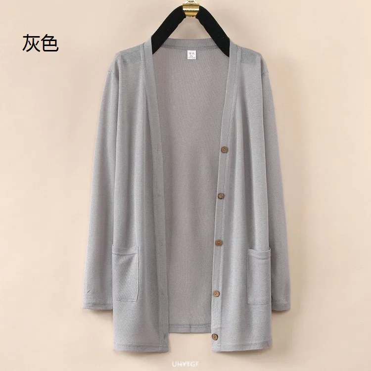 UHYTGF Fashion Women Coat 2022 New Knitted Shawl Cardigan Female Spring Summer Jacket Long-Sleeved Loose Size Thin Tops 5XL 1755