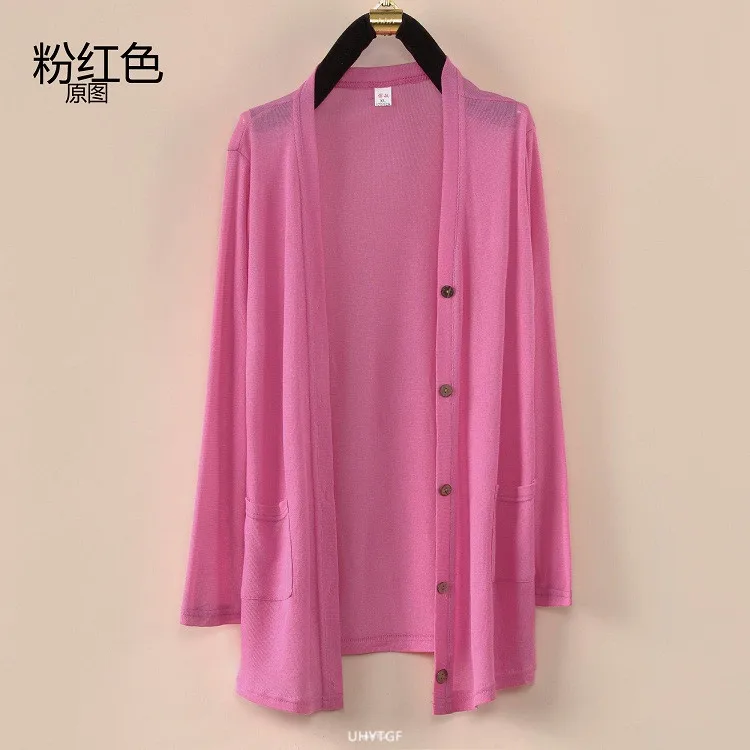 UHYTGF Fashion Women Coat 2022 New Knitted Shawl Cardigan Female Spring Summer Jacket Long-Sleeved Loose Size Thin Tops 5XL 1755
