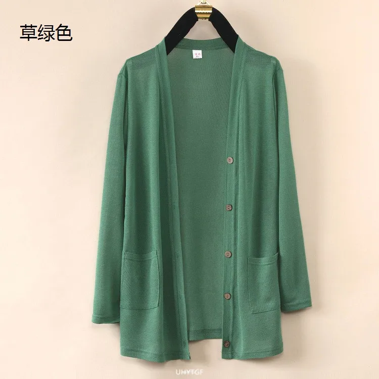 UHYTGF Fashion Women Coat 2022 New Knitted Shawl Cardigan Female Spring Summer Jacket Long-Sleeved Loose Size Thin Tops 5XL 1755