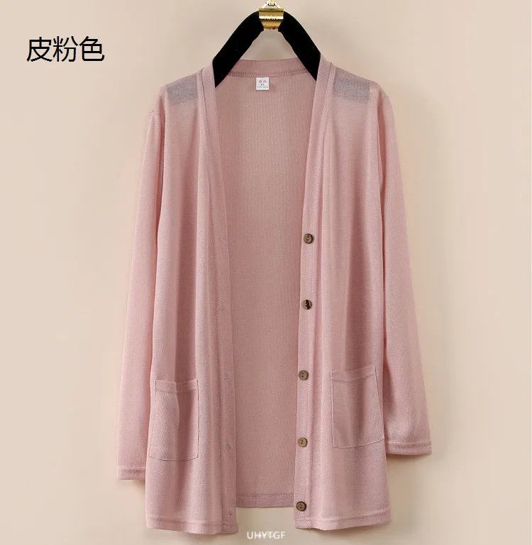 UHYTGF Fashion Women Coat 2022 New Knitted Shawl Cardigan Female Spring Summer Jacket Long-Sleeved Loose Size Thin Tops 5XL 1755