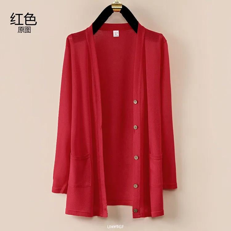 UHYTGF Fashion Women Coat 2022 New Knitted Shawl Cardigan Female Spring Summer Jacket Long-Sleeved Loose Size Thin Tops 5XL 1755