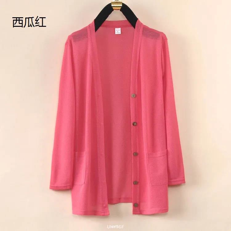 UHYTGF Fashion Women Coat 2022 New Knitted Shawl Cardigan Female Spring Summer Jacket Long-Sleeved Loose Size Thin Tops 5XL 1755
