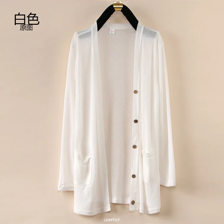 UHYTGF Fashion Women Coat 2022 New Knitted Shawl Cardigan Female Spring Summer Jacket Long-Sleeved Loose Size Thin Tops 5XL 1755