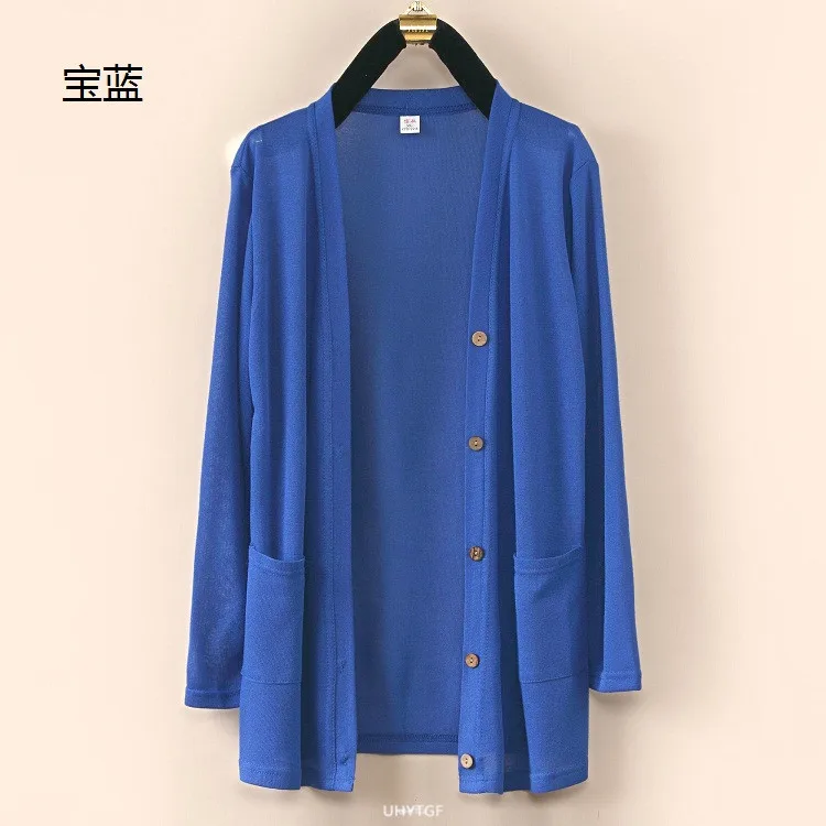 UHYTGF Fashion Women Coat 2022 New Knitted Shawl Cardigan Female Spring Summer Jacket Long-Sleeved Loose Size Thin Tops 5XL 1755