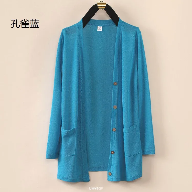 UHYTGF Fashion Women Coat 2022 New Knitted Shawl Cardigan Female Spring Summer Jacket Long-Sleeved Loose Size Thin Tops 5XL 1755