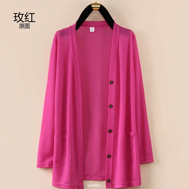 UHYTGF Fashion Women Coat 2022 New Knitted Shawl Cardigan Female Spring Summer Jacket Long-Sleeved Loose Size Thin Tops 5XL 1755