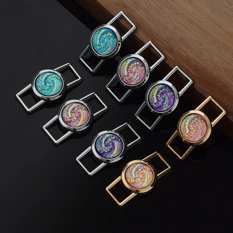 1 Pair Nebula Printed Shoelaces with Metal Buckle Charms, Decorative Shoe Accessories for Men & Women Sneakers
