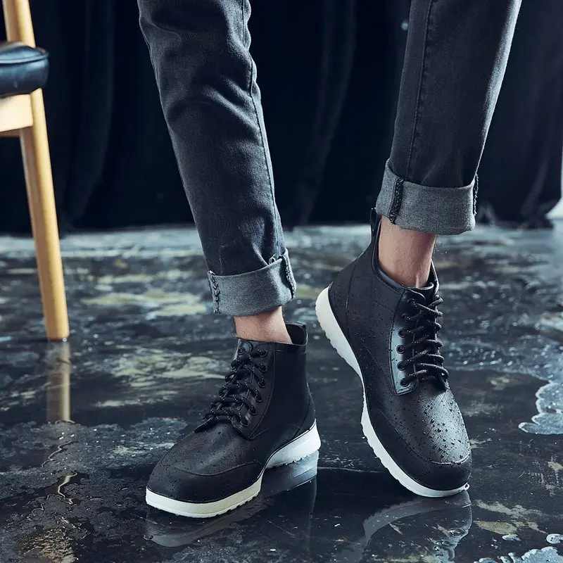 New Lover Lace-up Rain Boots Men Outdoor Non-slip Waterproof Work Water Boots Fashion Couple Ankle Platform Rainboots Size 36-45