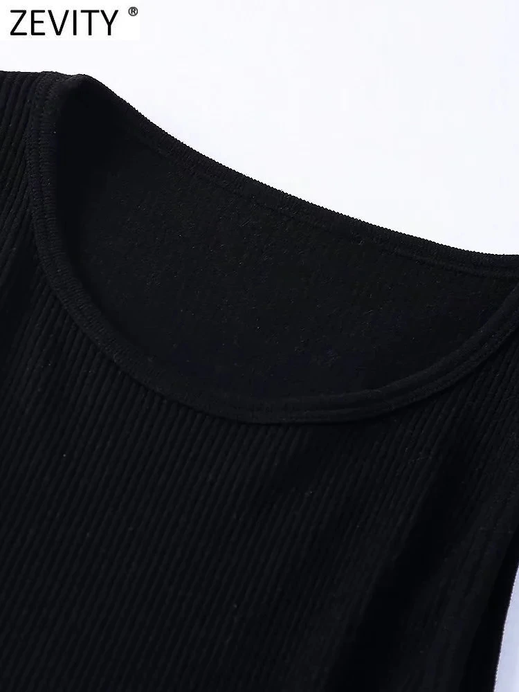 Zevity Women High Street Sexy Hem Tassel Diamond Beading Knitting T Shirt Chic Short Camis Tank Lady Slim Crop Vest Tops LS1311