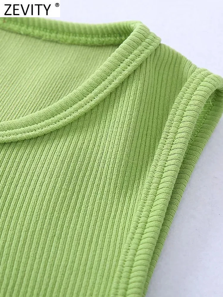 Zevity Women High Street Sexy Hem Tassel Diamond Beading Knitting T Shirt Chic Short Camis Tank Lady Slim Crop Vest Tops LS1311