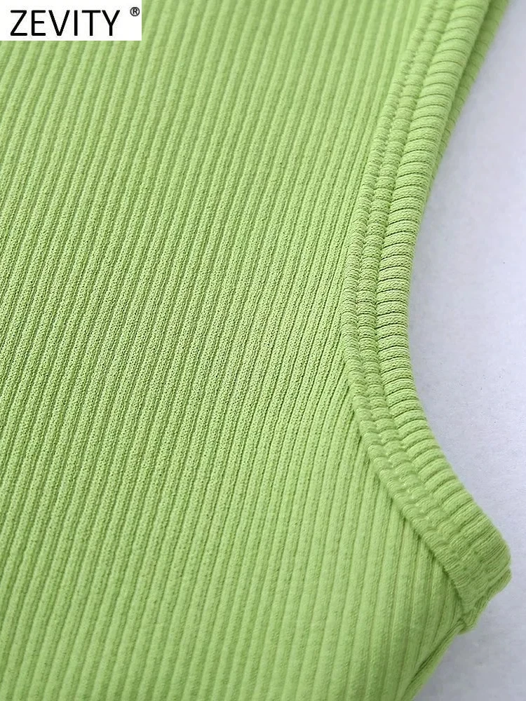 Zevity Women High Street Sexy Hem Tassel Diamond Beading Knitting T Shirt Chic Short Camis Tank Lady Slim Crop Vest Tops LS1311