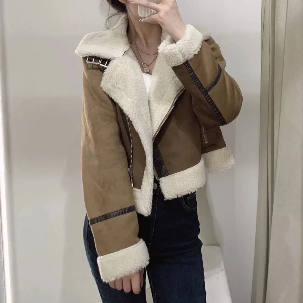 XEASY Women Winter Jacket For Women 2021 Vintage Clothes Turn-Down Collar Casual Zippers Double-Sided Jackets Warm Women Coat