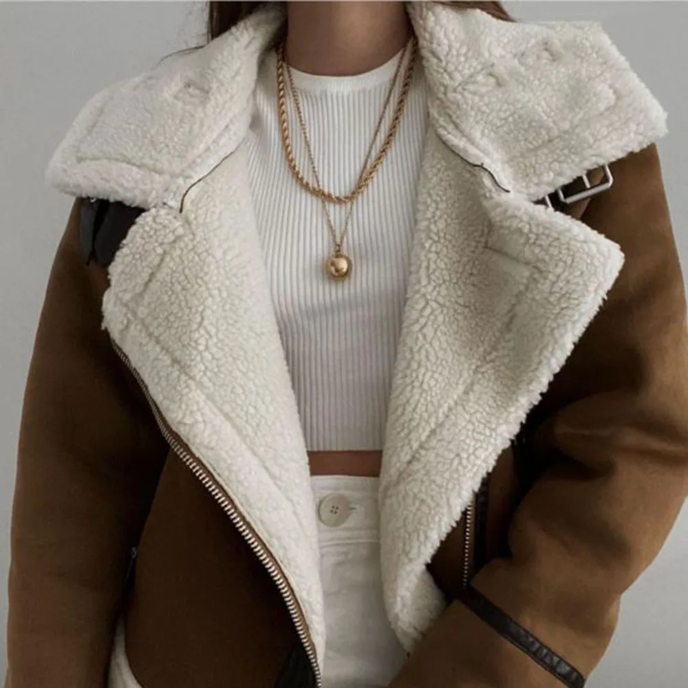 XEASY Women Winter Jacket For Women 2021 Vintage Clothes Turn-Down Collar Casual Zippers Double-Sided Jackets Warm Women Coat