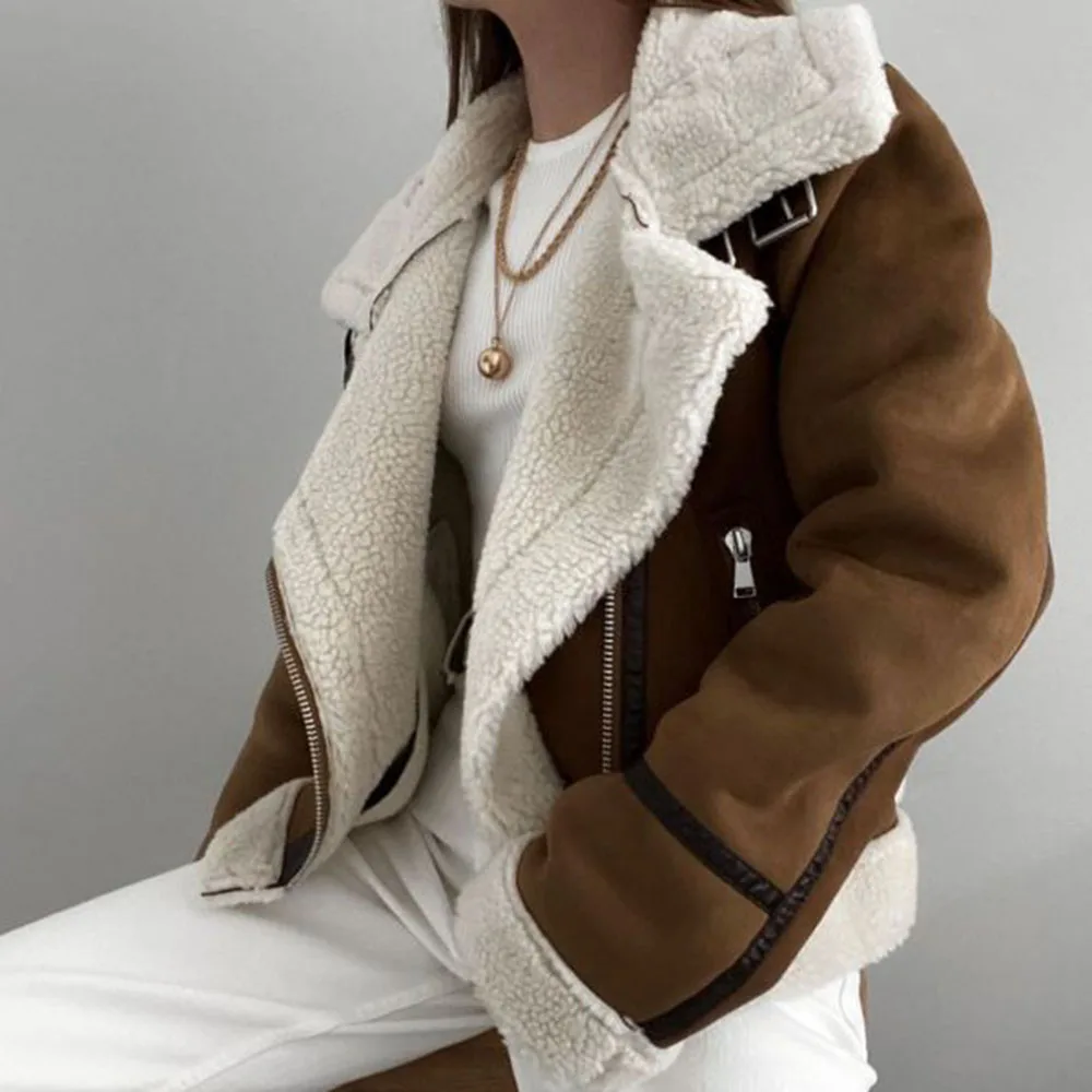 XEASY Women Winter Jacket For Women 2021 Vintage Clothes Turn-Down Collar Casual Zippers Double-Sided Jackets Warm Women Coat