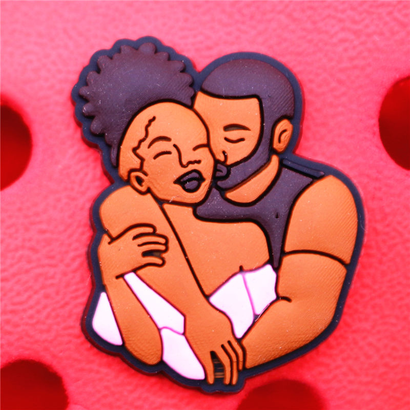 Black People Series Shoe Charms Accessories Black Family Melanin Portrait Shoe Buckle Decorations fit Kids X-mas Party Gift U271