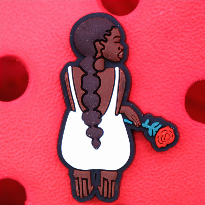 Black People Series Shoe Charms Accessories Black Family Melanin Portrait Shoe Buckle Decorations fit Kids X-mas Party Gift U271