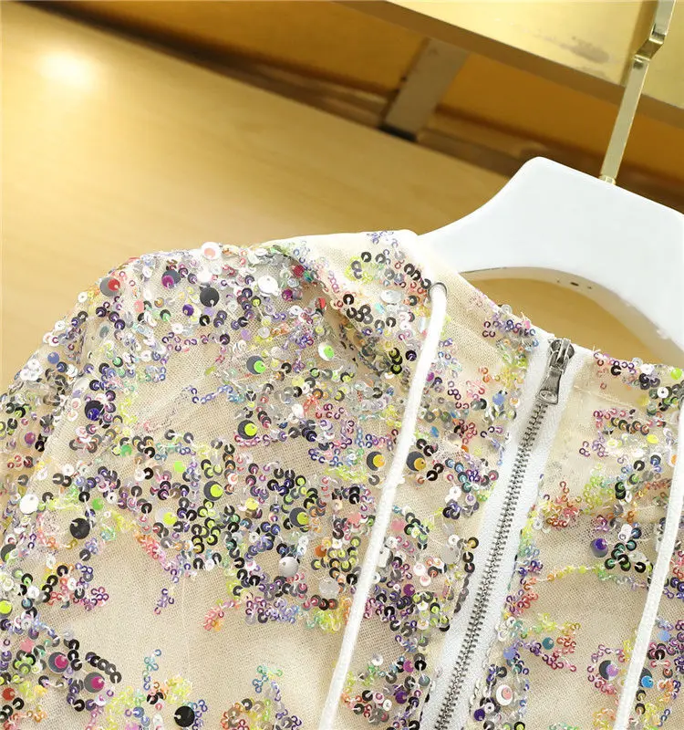 AmaxluluE 2025 Summer British Streetwear Ladies Sequins Hooded Loose Jackets Women Vintage Zippers Coats Female Big Size Clothes