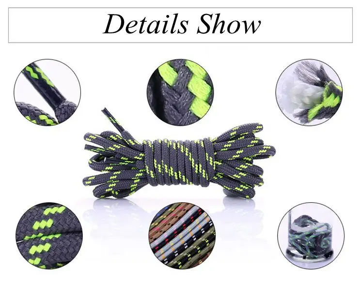 1Pair Round Shoelaces Outdoor Hiking Sports Shoe Laces Kids Sneakers Shoelaces Length 100/120/140/160CM Lacets Baskets 19 Colors