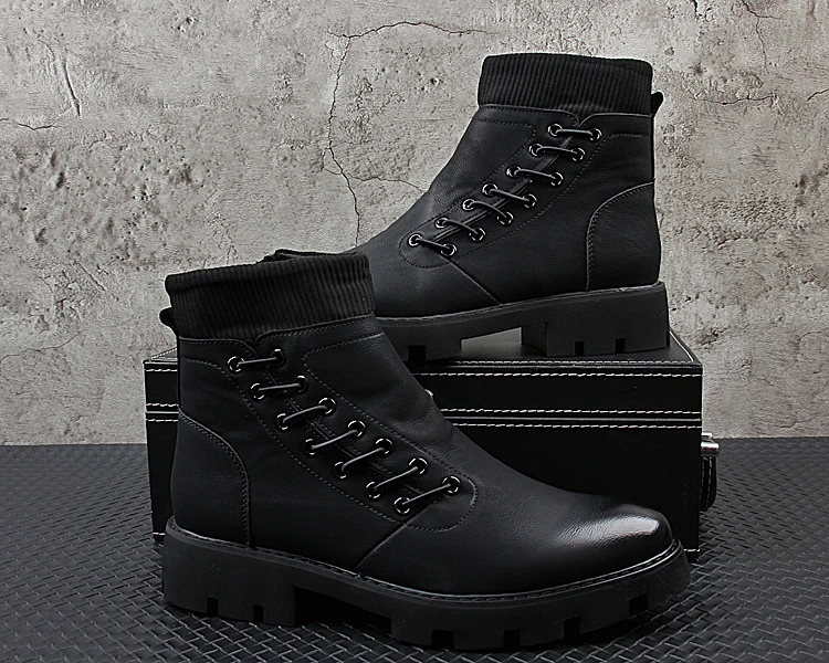 mens fashion party nightclub dresses natural leather platform shoes handsome cowboy boot ankle botas masculinas zapatos hombre