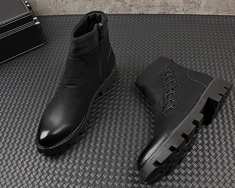 mens fashion party nightclub dresses natural leather platform shoes handsome cowboy boot ankle botas masculinas zapatos hombre