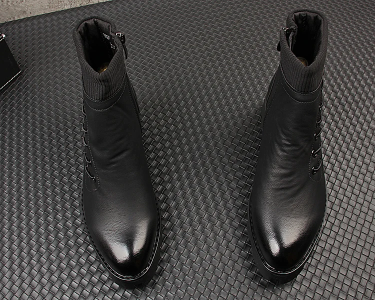 mens fashion party nightclub dresses natural leather platform shoes handsome cowboy boot ankle botas masculinas zapatos hombre