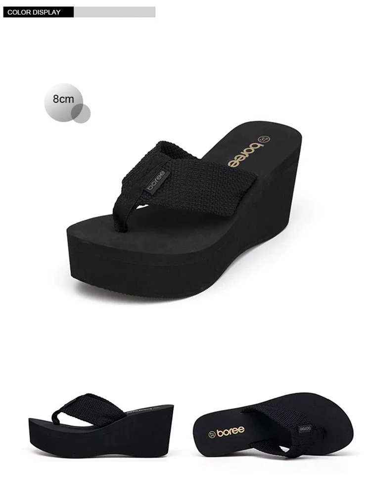 BOREE New Summer Women Slippers Wedge Platform Woman Shoes Beach Flip Flops High Heel Graphene Deodorant Non-slip Slides Sandals