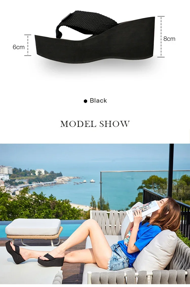 BOREE New Summer Women Slippers Wedge Platform Woman Shoes Beach Flip Flops High Heel Graphene Deodorant Non-slip Slides Sandals