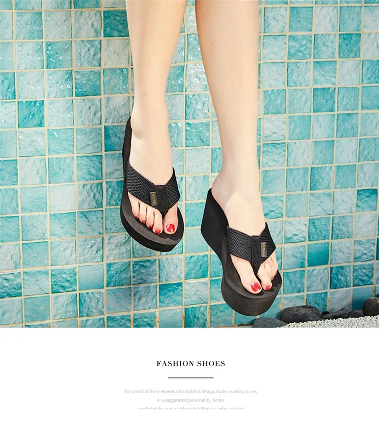 BOREE New Summer Women Slippers Wedge Platform Woman Shoes Beach Flip Flops High Heel Graphene Deodorant Non-slip Slides Sandals