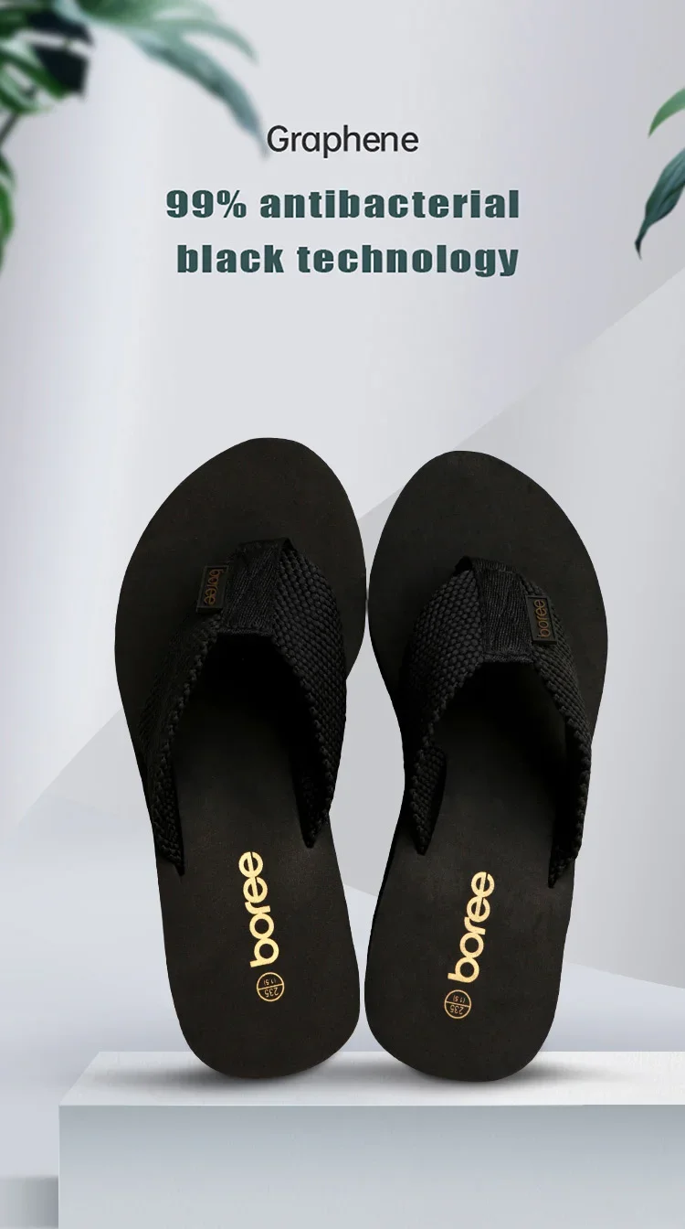 BOREE New Summer Women Slippers Wedge Platform Woman Shoes Beach Flip Flops High Heel Graphene Deodorant Non-slip Slides Sandals