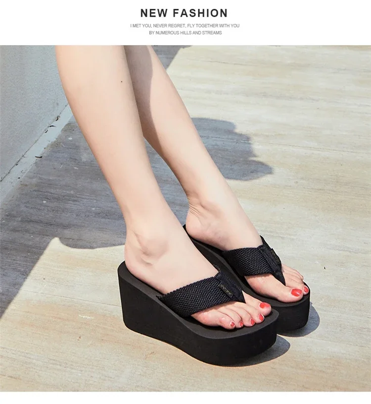 BOREE New Summer Women Slippers Wedge Platform Woman Shoes Beach Flip Flops High Heel Graphene Deodorant Non-slip Slides Sandals