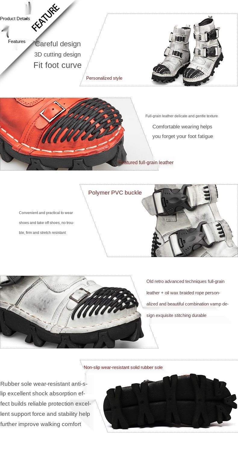 New Men's Fashion Genuine Leather Motorcycle Boots Buckle Strap Combat Boots Skull Punk Desert Boots Winter Warm High-top Shoes