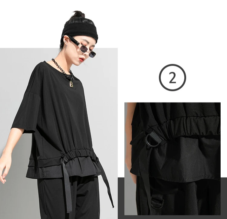 AmaxluluE 2025 Summer Fashion Tee Womens Black Short Sleeve T-shirt Ladies Casual Patchwork O-Neck Tops Girl Solid Color Clothes