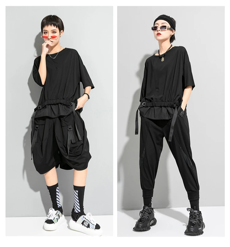 AmaxluluE 2025 Summer Fashion Tee Womens Black Short Sleeve T-shirt Ladies Casual Patchwork O-Neck Tops Girl Solid Color Clothes