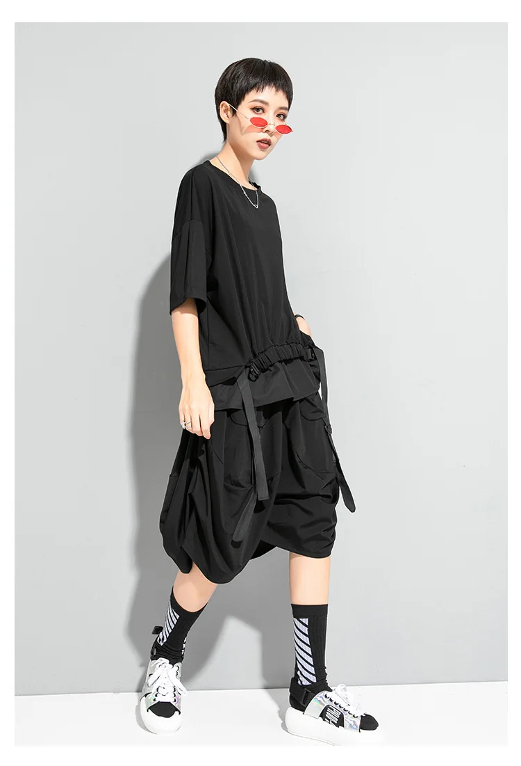 AmaxluluE 2025 Summer Fashion Tee Womens Black Short Sleeve T-shirt Ladies Casual Patchwork O-Neck Tops Girl Solid Color Clothes