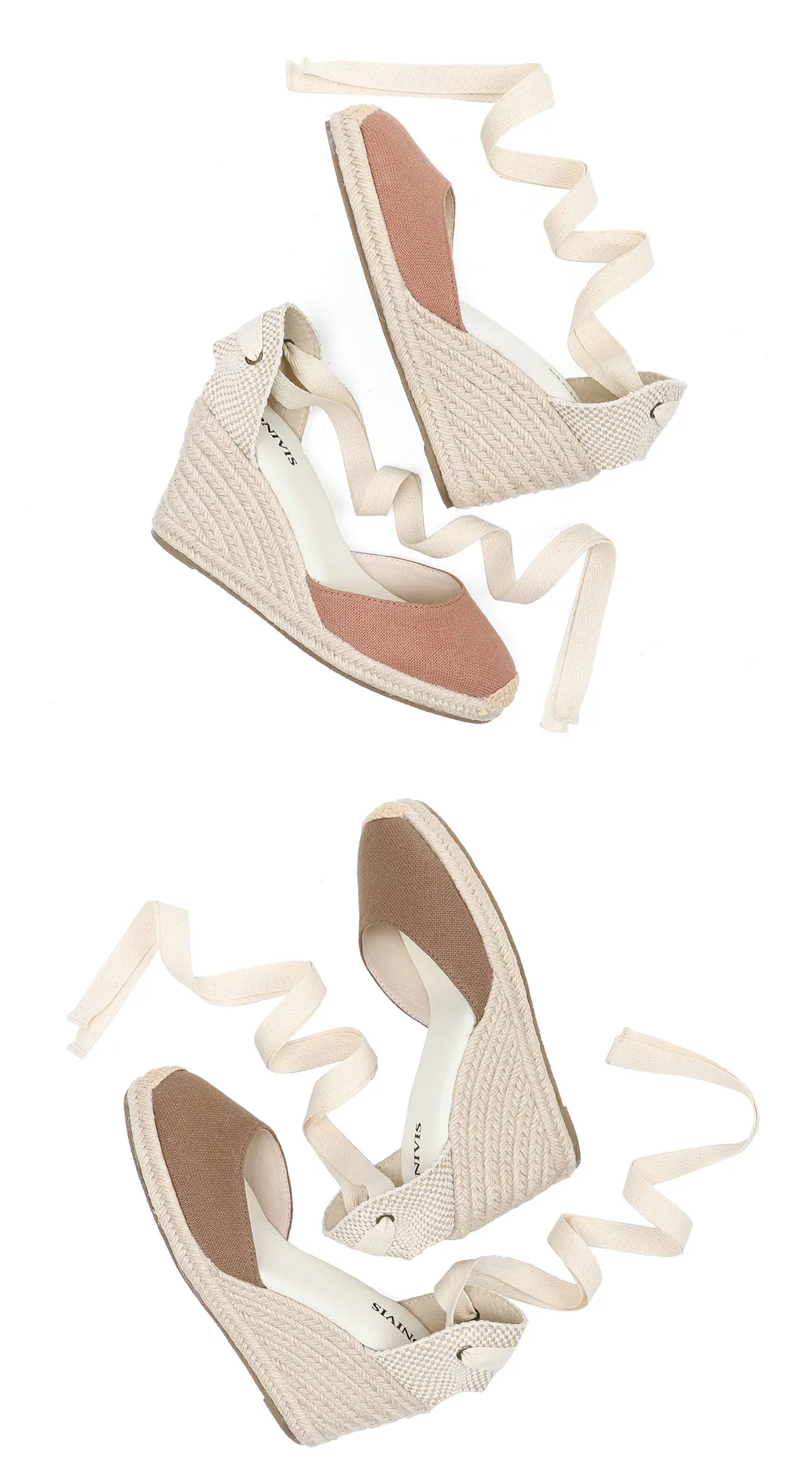 Womens Wedges Espadrille Summer Shoes Roun Red For Women 2022 Offer Rushed 7-9cm Sandals Sandalias Mujer Up Wedge Ankle Strap