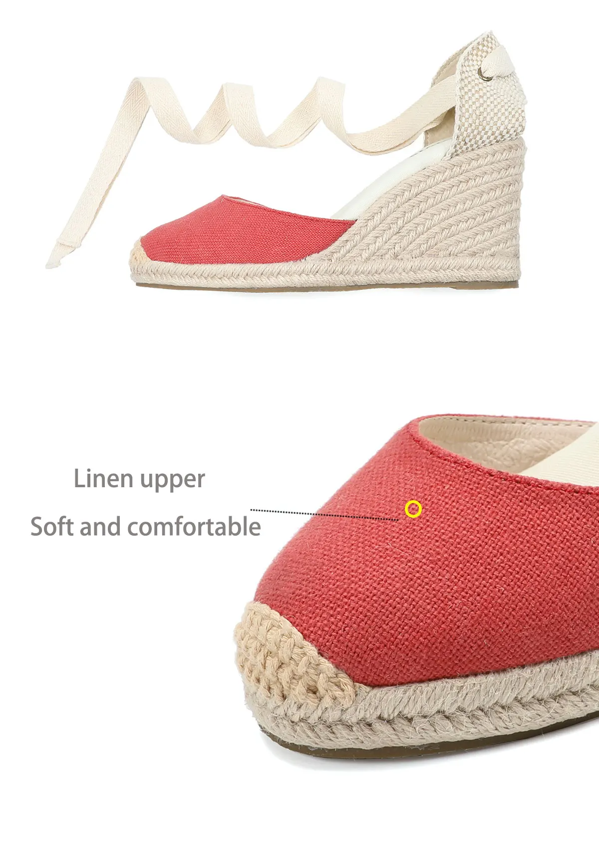 Womens Wedges Espadrille Summer Shoes Roun Red For Women 2022 Offer Rushed 7-9cm Sandals Sandalias Mujer Up Wedge Ankle Strap
