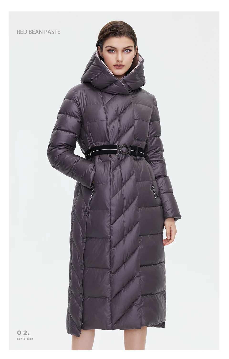 HaiLuoZi Women's Winter Jacket Fashion Long Knee Length Thick Women Coat Unique Design Splicing Diagonal Belt Cotten Parkas 6037