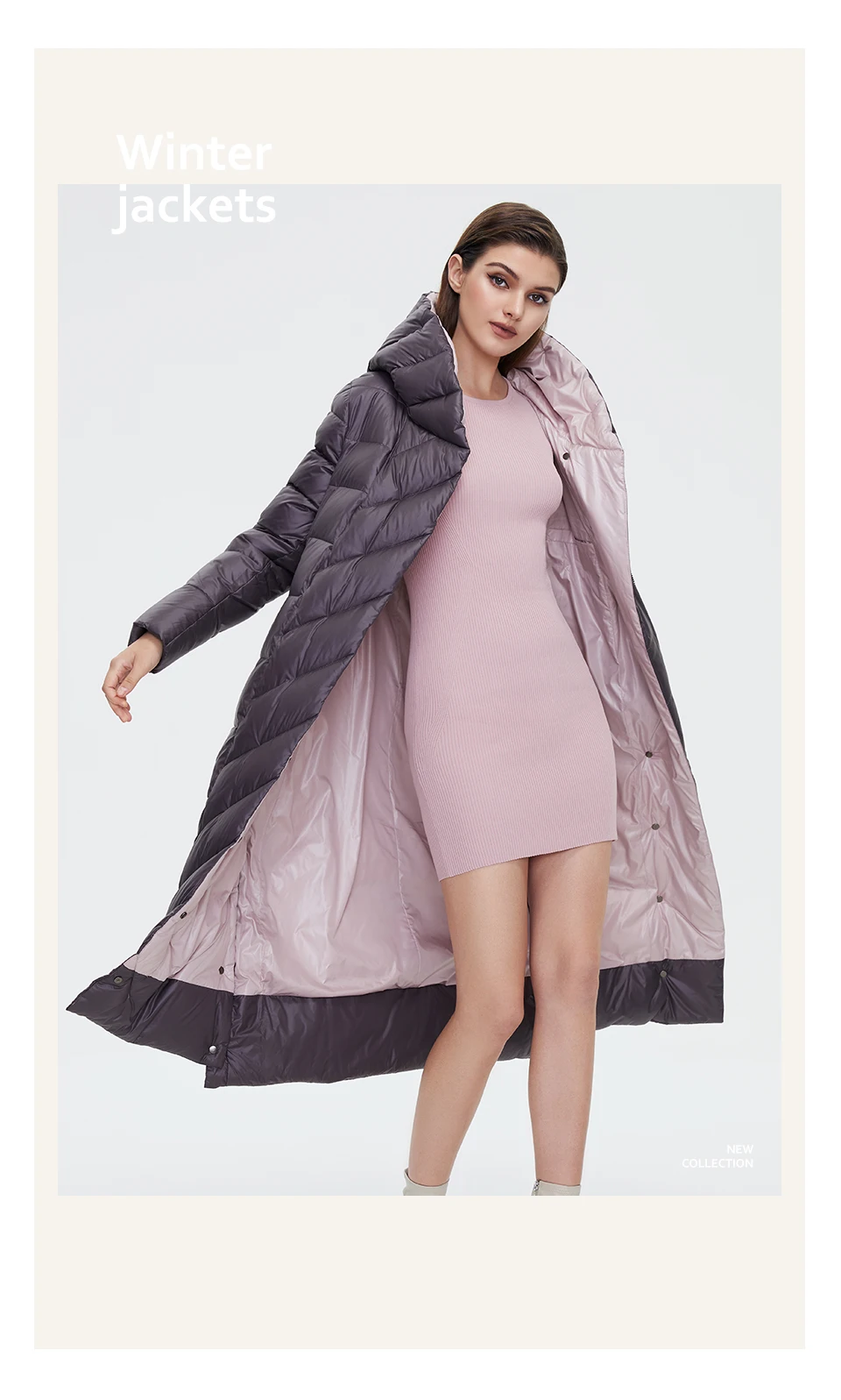 HaiLuoZi Women's Winter Jacket Fashion Long Knee Length Thick Women Coat Unique Design Splicing Diagonal Belt Cotten Parkas 6037