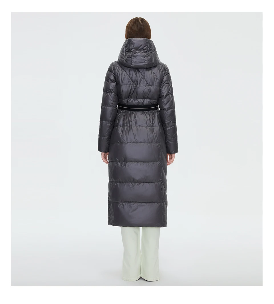 HaiLuoZi Women's Winter Jacket Fashion Long Knee Length Thick Women Coat Unique Design Splicing Diagonal Belt Cotten Parkas 6037