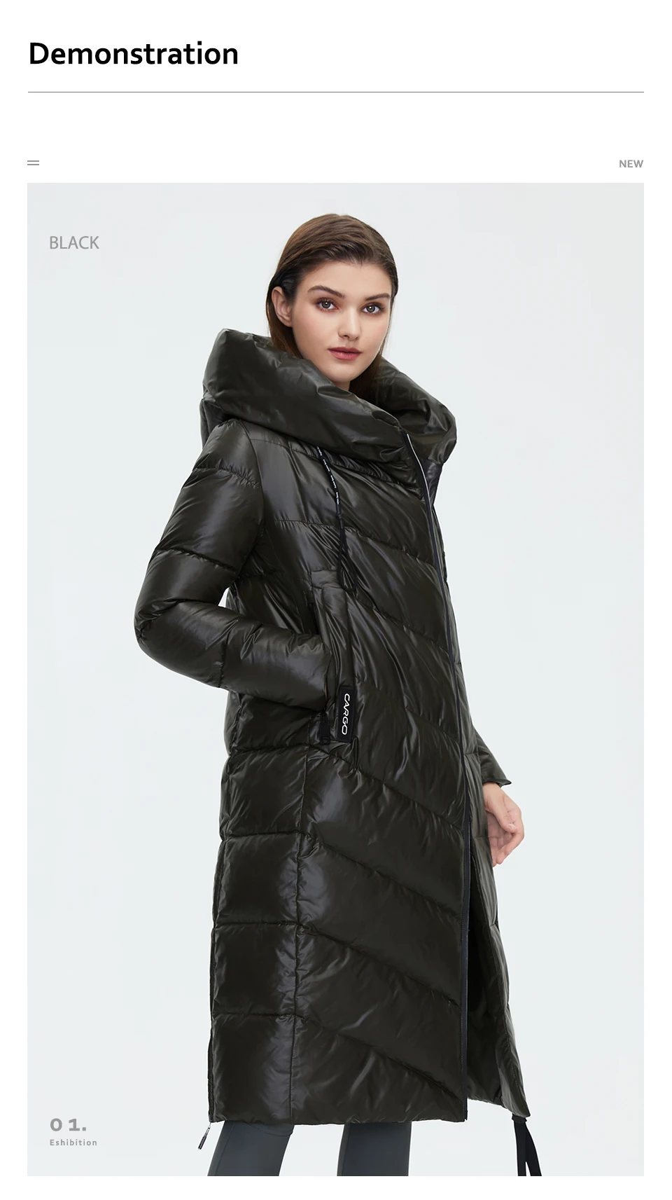 HaiLuoZi Women's Winter Jacket Fashion Long Knee Length Thick Women Coat Unique Design Splicing Diagonal Belt Cotten Parkas 6037