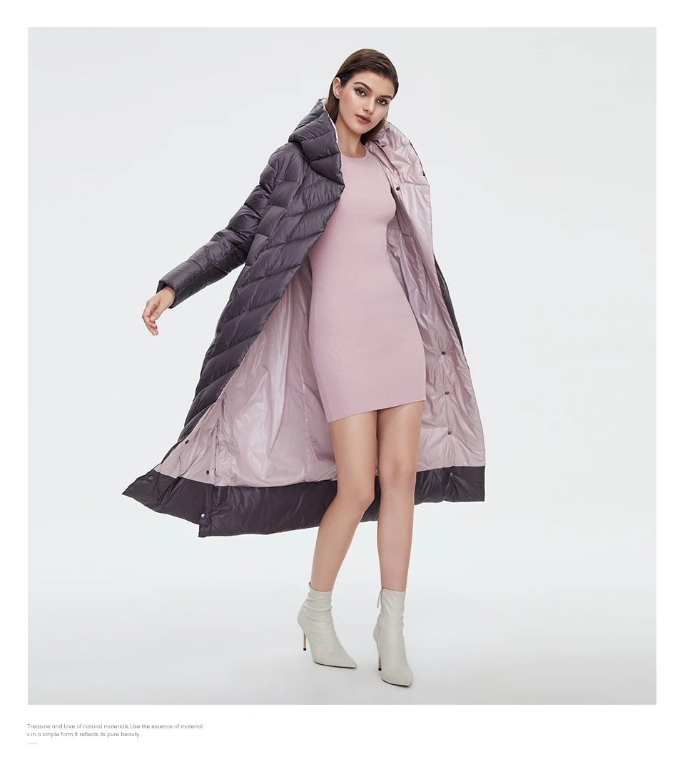 HaiLuoZi Women's Winter Jacket Fashion Long Knee Length Thick Women Coat Unique Design Splicing Diagonal Belt Cotten Parkas 6037