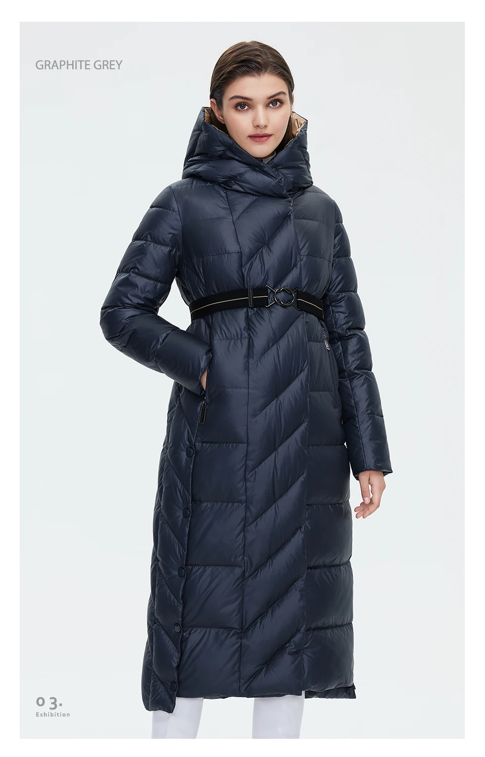 HaiLuoZi Women's Winter Jacket Fashion Long Knee Length Thick Women Coat Unique Design Splicing Diagonal Belt Cotten Parkas 6037