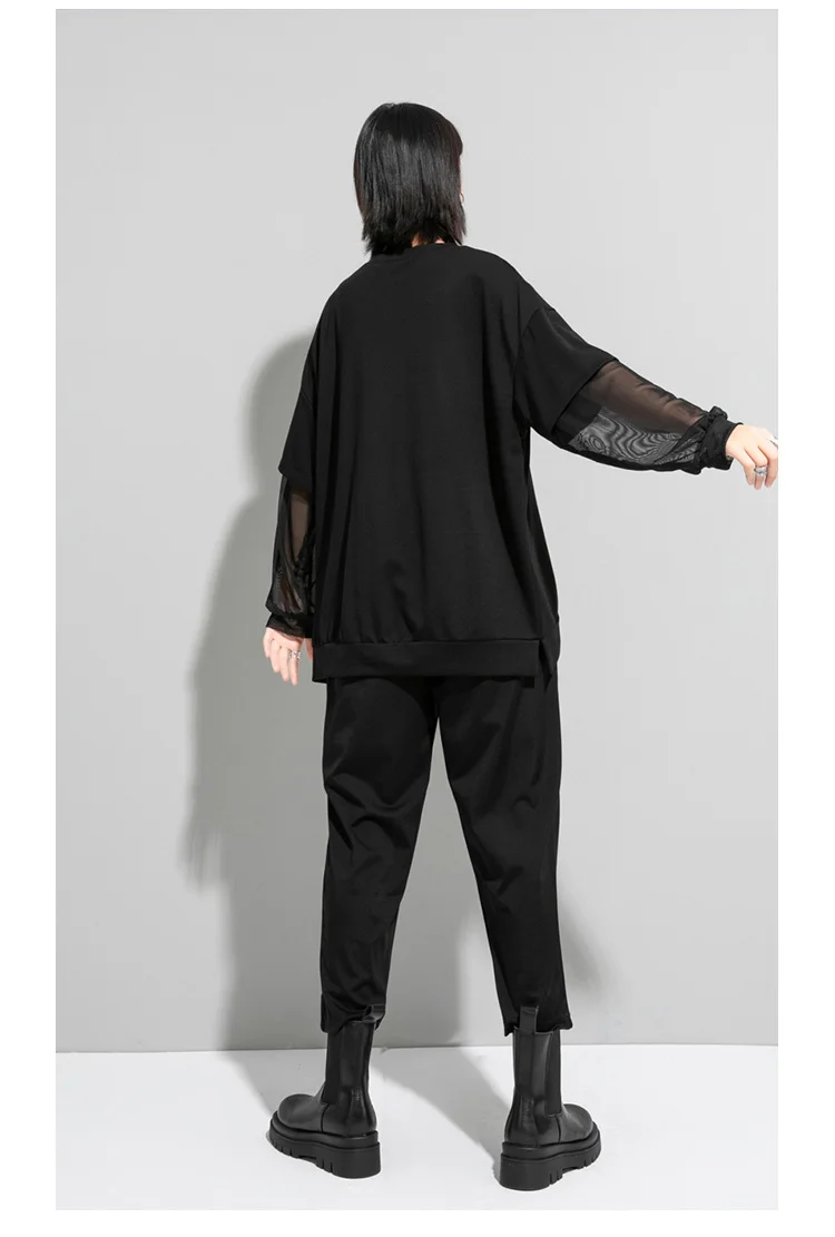 Amax luluE Spring Fashion 2024 Clothes Ladies Lace Patchwork T-shirts Womens Zippers Black Tees Female Casual Long Sleeve Tops