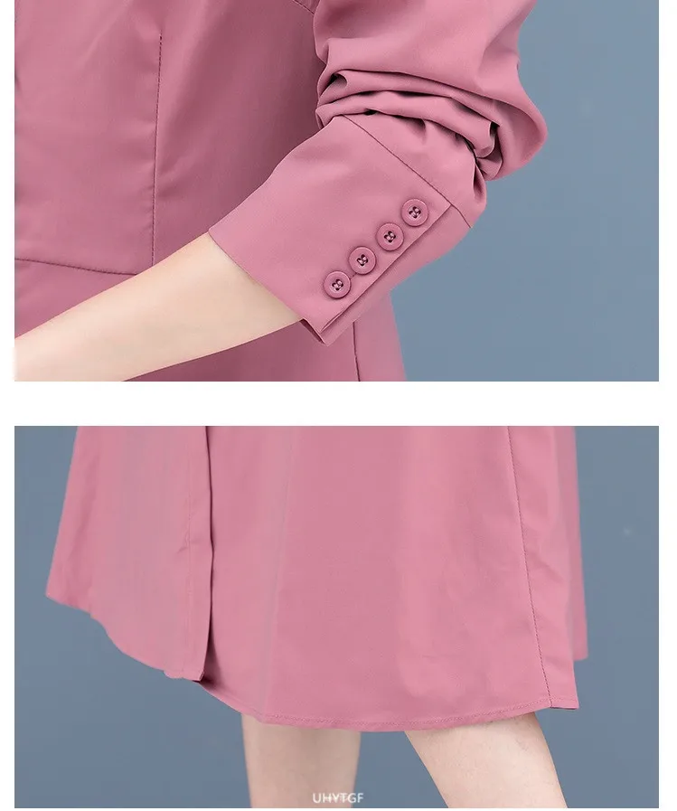 UHYTGF Women Spring Trench Coat Single-Breasted Elegant Female Long Windbreaker Pure Wild Loose Thin 4XL Big Size Outerwear 1484