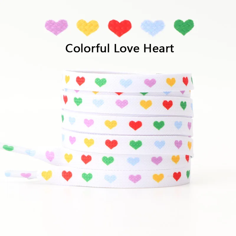 New Flat Love Heart Shoelaces for Women's Men's Sneakers Suitable for High Canvas Shoe Laces Sport Shoelace for Shoes